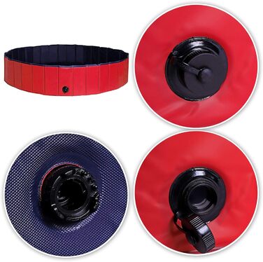 Дитячий надувний басейн для собак Lionto, Ø 80 см, 20 см заввишки, антиковзне покриття, зливний отвір, синьо-червоний, S (80 см Ø)