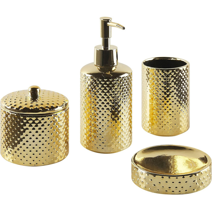 Елегасний аксесуар для ванної кімнати 4 шт. з натурального каменю Доломіт в золотому кольорі Cumana