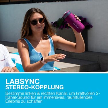 JLab Go Party: Портативна Bluetooth колонка з RGB підсвіткою, IP56 (10W, 16+ годин, Mulberry)