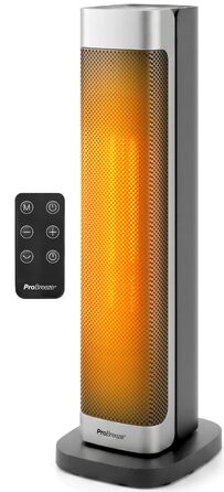 Керамічний тепловентилятор-тумба Pro Breeze ThermaCube Plus 2200W з термостатом, дистанційним керуванням та функцією обертання 65°, Eco-режим, захист від перекидання