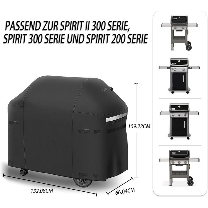 Чохол для гриля Weber Spirit I/II 200, 300 серії, 129 см, водонепроникний, важкий PU, модель 7139