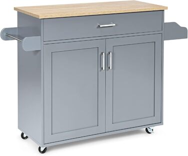 Кухонний візок Giantex на колесах з робочою поверхнею, 116 x 40 x 85 см (білий/сірий)
