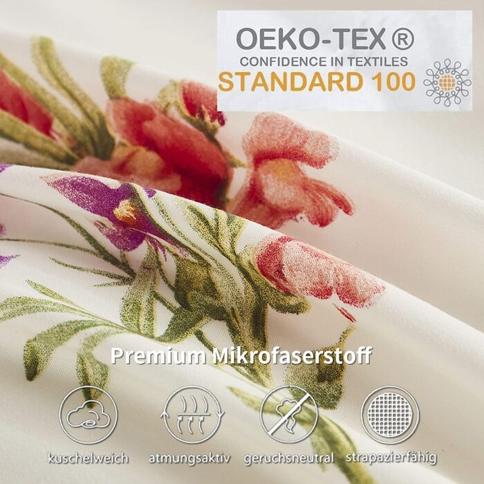 Бежева постільна ковдра 220x240 см з ручною вишивкою, комплект. Вінтажний стиль, бохо, туфтований дизайн, shabby chic, мікрофібра. 1 ковдра з блискавкою, 2 наволочки 80x80 см (квіти, волани, білий, рожевий)