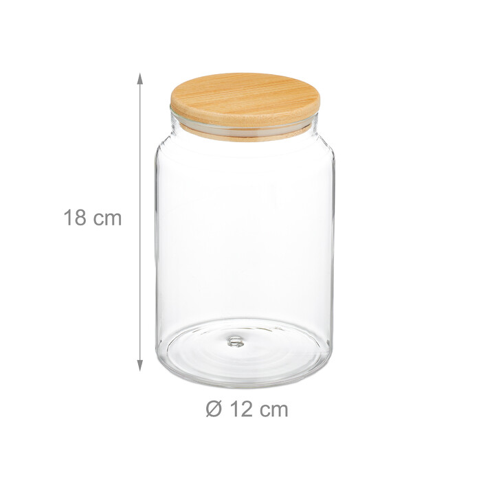 Relaxdays Set of 3 Storage Jars with Lid, 1500 ml