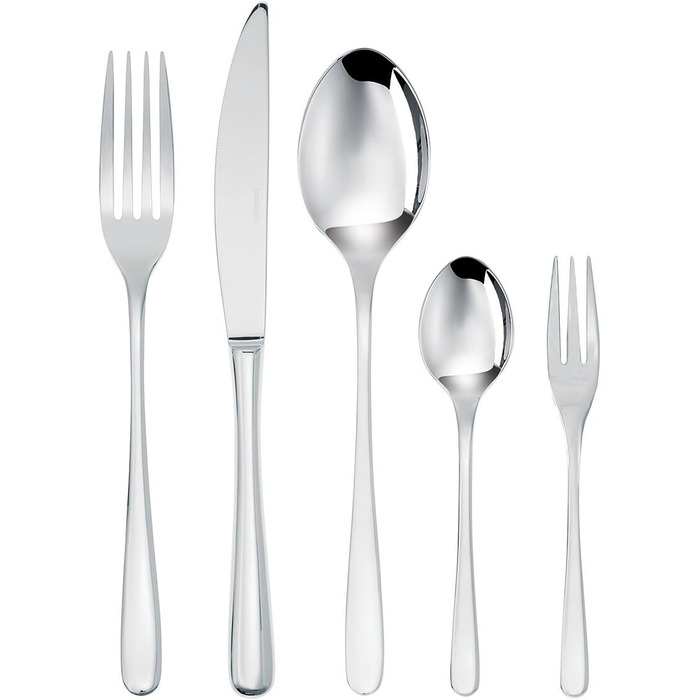 Sambonet Taste 52553-N2 - Stainless Steel Monoblock Dinnerware Set 18/10, for 12 people, 60 pieces: 12 forks, 12 spoons, 12 knives, 12 teaspoons, 12 dessert forks, dishwasher safe