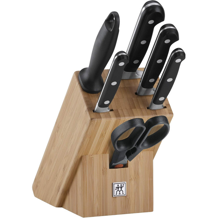 Набір ножів Zwilling Professional S 8 предметів: ножі, бамбуковий блок, точилка, ножиці, нержавіюча сталь
