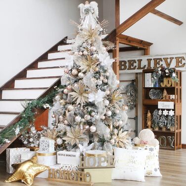 Декоративна куля на ялинку Sea Team з малюнком та блискучим прикрасою, набір (60 мм, шампань)