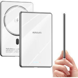 PowerBank Kuulaa Ultra Slim 5000 mAh з MagSafe, Type-C 20W, Швидка зарядка, 7.2 мм, для iPhone 16/15/14/13/12 (білий)