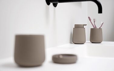 Zone Denmark Nova One Soap Dispenser for Bathroom, Dispenser made of ceramic for hand soap/liquid soap, Diameter 8 cm, Height 11.5 cm, Capacity 250 ml, Taupe