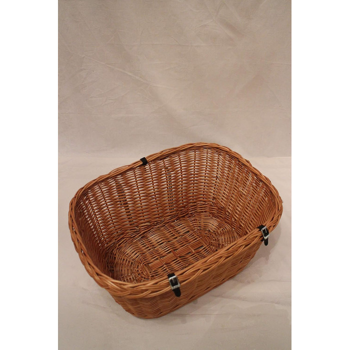 Корзина для велосипеда для собак з прутьями лози з металевою сіткою та подушкою XL або XXL. Велика зручна корзина для перевезення домашніх тварин на велосипеді. Розміри: L 45 x B 24 x H 37 см