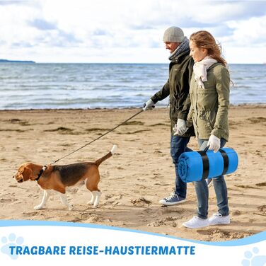 Водонепроникний килимок для собак 110 x 68 см, товстий, м'який, з можливістю прання, для подорожей, кемпінгу, відпочинку на природі (Блакитний)