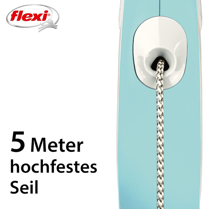 Висувна повідка для собак Flexi, м'який хват, 3/5/8 м, 8-20 кг, блакитний, M