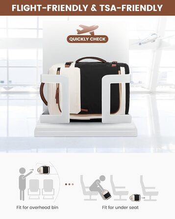 Рюкзак LOVEVOOK для ручної поклажі літака, жіночий, 50L, для подорожей, бізнесу, школи, чорний+бежевий+коричневий