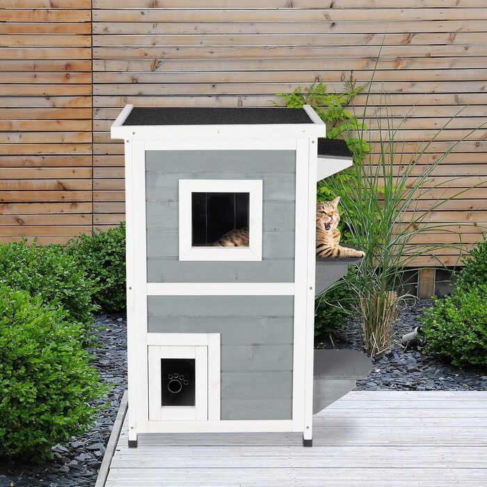 Кіт-будинок Relaxdays з тканини, кіт-печера з 2 входами, 71,5 x 62,5 x 44 см, складаний, сірий/білий