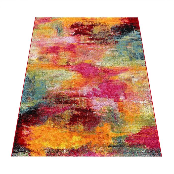 Paco Home Rug Living Room Bedroom Teen Room Short Pile Modern Vintage Abstract Patterns, Size: 80x150 cm, Color: Multicolor 3