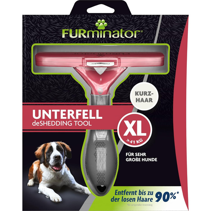 FURminator для собак XL: щітка для видалення підшерстка для великих собак, покращений дизайн (прозора, для короткошерстих)