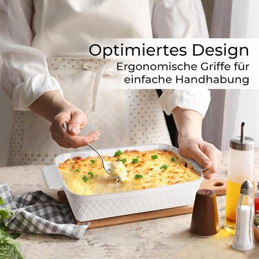 Набір форм для запікання Miamio Palmanova (3 шт.) з кераміки, прямокутні, 850 мл, 1650 мл, 2900 мл. Підходять для тірамісу, лазаньї. Можна мити в посудомийній машині та використовувати в духовці.