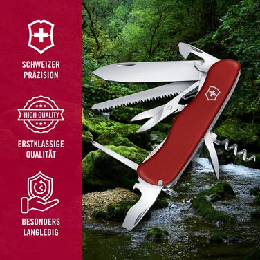 Мультитул Victorinox Outrider: Швейцарський ніж, 14 функцій, фіксаційне лезо, викрутка (червоний)