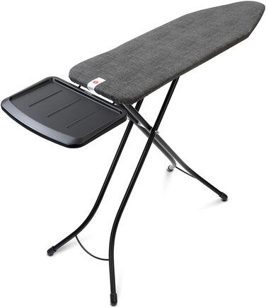Brabantia - Ironing Board B - for Steamer - Extra Large Metal Stand - Height Adjustable - Solid Four-Leg Frame - Slightly Offset - Fits Devices up to 40 x 22 cm - Denim Black - 124 x 38 cm Ironing Board (124 x 38 cm) Steam Station Shelf Denim Black