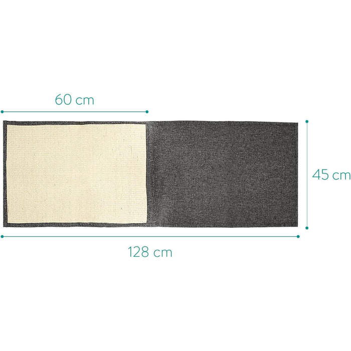 Navaris Cat Scratch Mat Scratch Protection Sofa - with 2 compartments - 128 x 45 cm Sisal Scratch Rug for Cat - Couch Cat Scratch Mat - also for Dogs