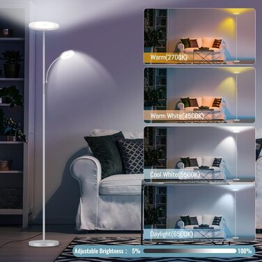 Стелярська лампа для вітальні з LED-підсвічуванням 4200LM, регулювання яскравості, пульт дистанційного керування, сенсорне керування, сучасний дизайн (42W, сірий)