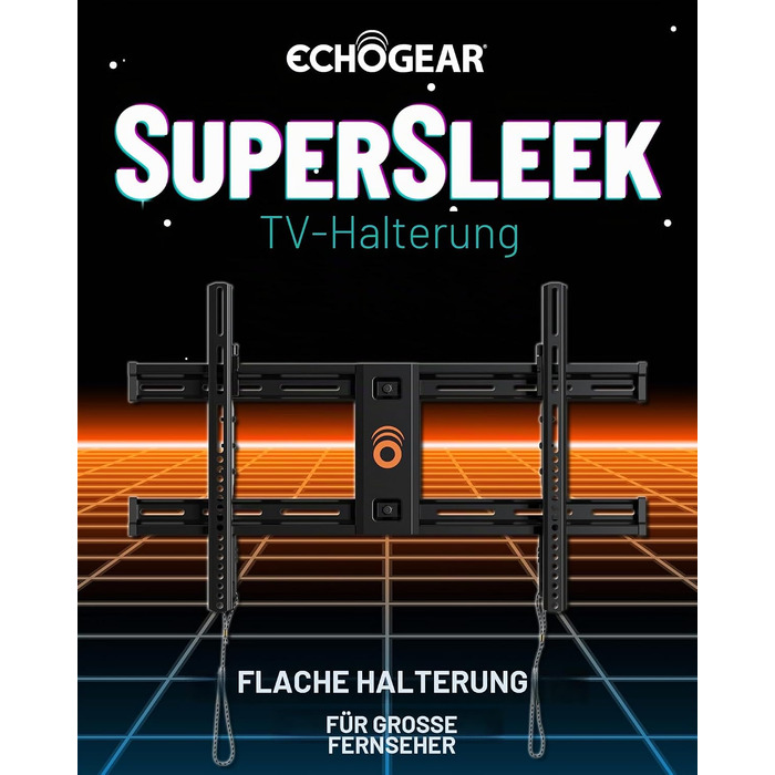 Настінний кронштейн для телевізора ECHOGEAR до 85 дюймів, ультратонкий (відступ 5.7 см), з шаблоном для швидкого встановлення та регулюванням рівня
