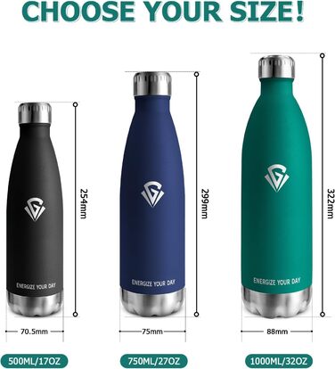 Термофляга 1000 мл, металева, з подвійними стінками, без BPA, для кемпінгу, дітей, фітнесу, спорту, подорожей, підходить для газованої води (зелена)