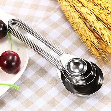 Stainless steel measuring cups, kitchen scale, measuring spoons, baking scoop, cooking utensils, teaspoons, sugar, coffee, measuring tool set, accurate measurement