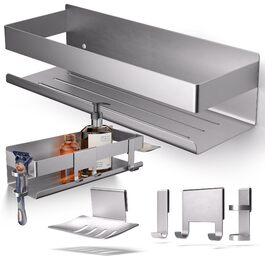 Набір для зберігання в душі Henal 5 в 1: поличка з нержавіючої сталі без свердління, органайзер для ванної кімнати XXL (матова поверхня)