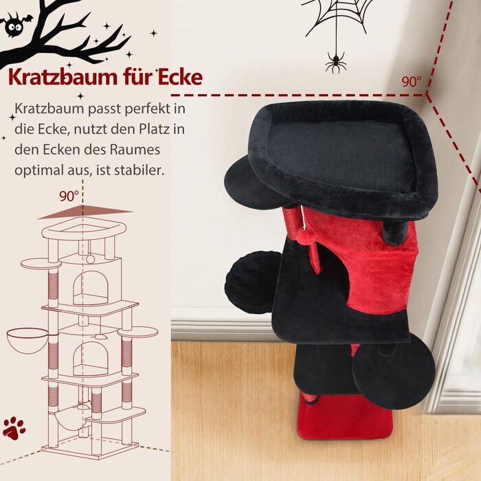 Котячий будиночок Globlazer з когтеточкою, 167 см, кутовий, для 3-4 котів, з будиночком, гамаком, платформою та м'яким кошиком