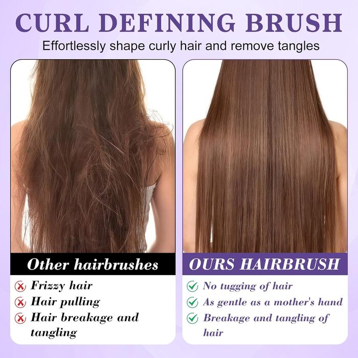 Щітка для локонів Lockenbürste: антистатична стилінг-щітка з вентиляцією для мокрого та сухого волосся, ідеальна для кучерявого волосся та створення об'єму (фіолетова)