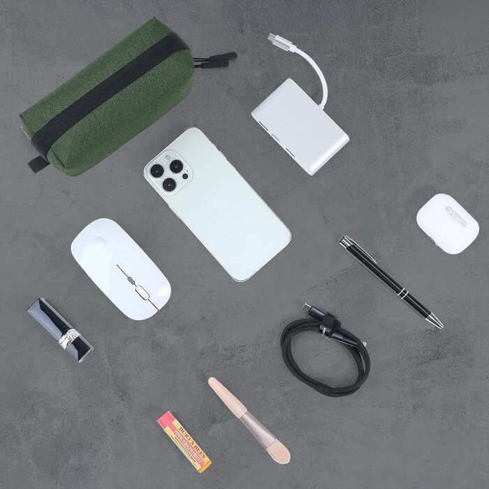 Органайзер для кабелів SIMTOP: компактна сумка для аксесуарів, кабелів, SD-карт, power bank. Ідеально для подорожей, офісу та фотографії. Зелений колір