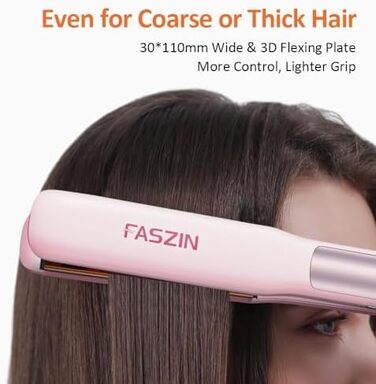 Випрямляч для волосся з титановими пластинами, іонізація, швидкий нагрів 20s, LCD-дисплей, універсальна напруга, 2-в-1 (локен/випрямляч), рожевий