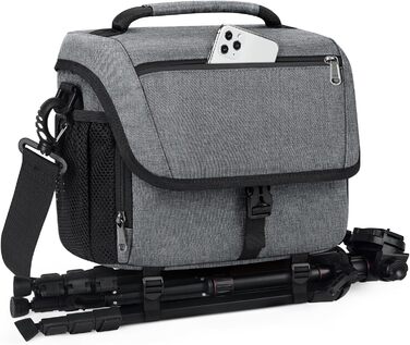 Сумка для камери RAINSMORE для DSLR/SLR з дощеміцною накидкою (сіра)