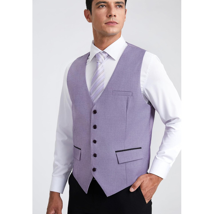 Елегантна жилетка для чоловіків HISDERN: весільна, класична, однотонна, для ділового стилю та вечірніх заходів (сіро-фіолетовий, 3XL)