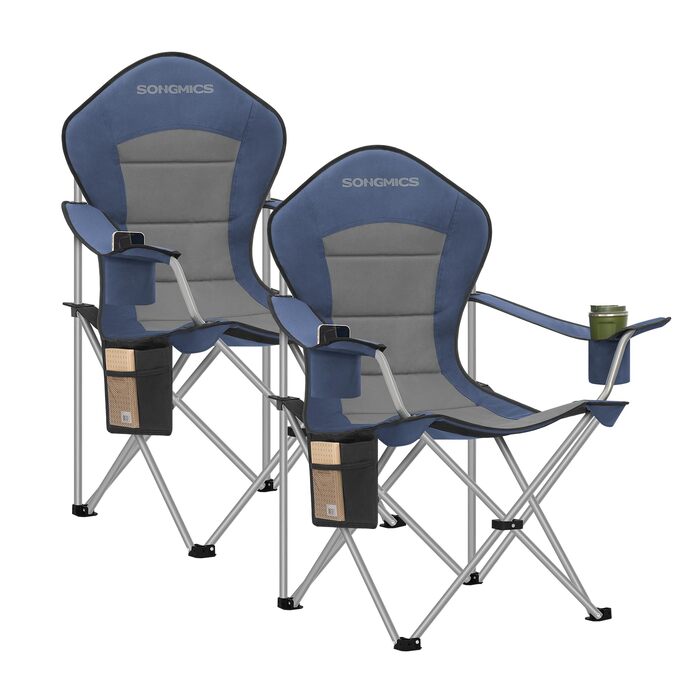 Кемпінговий стілець SONGMICS, розкладний, широкий, з високою спинкою, синій/сірий (GCB005BH0)
