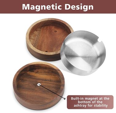 Аschenbecher Für Draussen Mit Deckel Und Edelstahleinsatz, Geruchsdicht Aus Holz, Balkon Windgeschützt Aschenbecher Für HomeOffice Garten Bar Restaurant Draußen Drinnen Dunkles Walnussholz -> Дерев'яний попільничка для вулиці з кришкою та вставкою з нержа