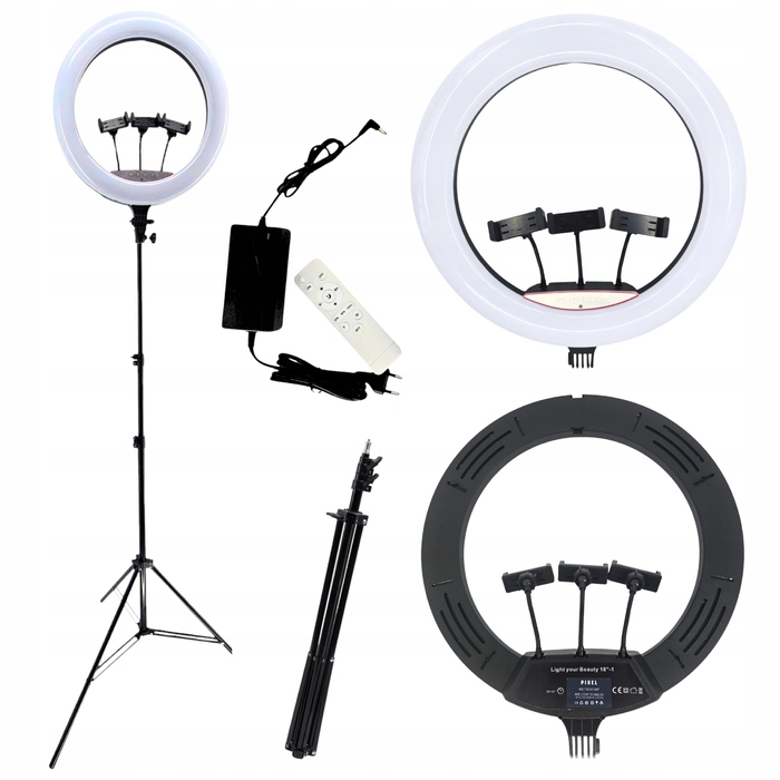 Кільцева лампа Pixel LED 200 Вт, 45 см, з пультом керування та штативом 200 см