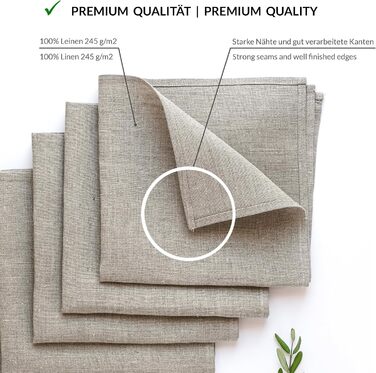 Varvara Home 6 Linen Napkins Nature - Fabric Napkins Linen Napkins - Napkins Linen Nature Brown Country Style 6-Pack 45x45 cm