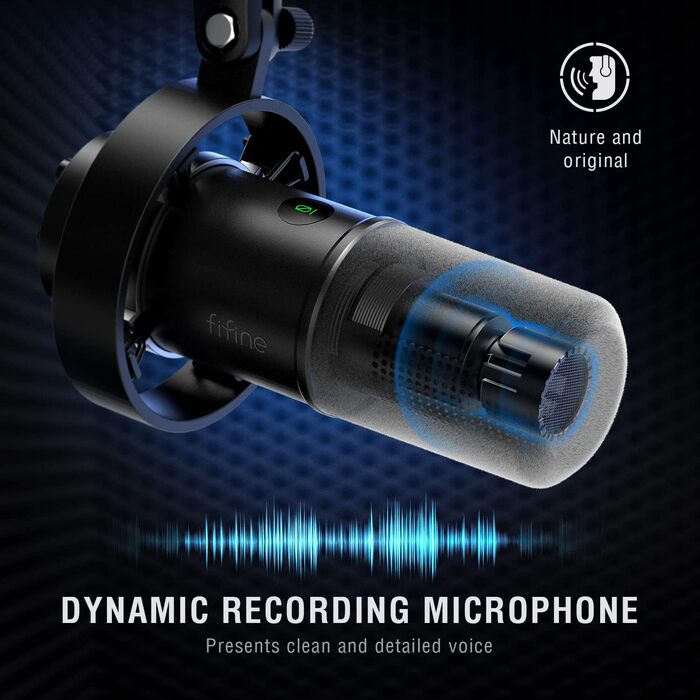 Mikrofon FIFINE K688: XLR/USB, Динамічний, Студійний, для Подкастів, Стримінгу, Ігор, Звукозапису