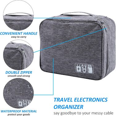 Водонепроникна сумка-органайзер QIMEI-SHOP для кабелів та аксесуарів: SD-картки, флешки, Power Bank (сіра)