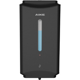 AIKE Automatic Stainless Steel Soap Dispenser - 1100ml Commercial Wall Mount with Window - AK1206 Brushed (Matte Black)