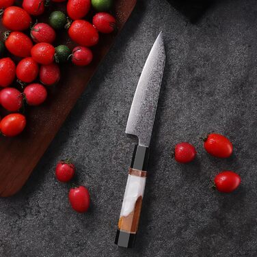 Японський ніж Kiritsuke FINDKING 9 дюймів (серія BLACK-ROSE), ніж для професійних та домашніх кухарів, ніж з дамаської сталі, овочевий ніж 5 дюймів