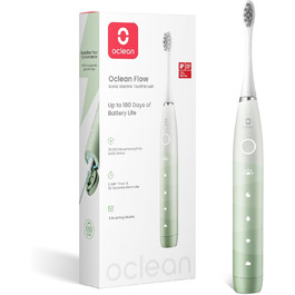 Oclean Flow - електрична звукова зубна щітка, 180 днів роботи від акумулятора, 5 режимів, IPX7, таймер 2 хв, зелена