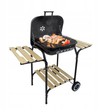 Переносний вугільний гриль для саду з кришкою та 3 полицями, BBQ 1013