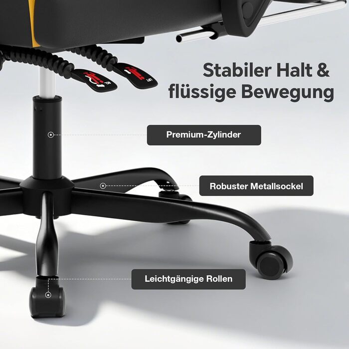 Ігрове крісло Racing Ergonomic з підставкою для ніг та масажним подушкою під поперек, навантаження до 150 кг, екошкіра, офісне крісло (Чорно-жовте)