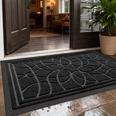 Килимок для дому та вулиці DEXI, 90 x 150 см, чорний, антиковзаючі, миється, для входу, балкону, тераси