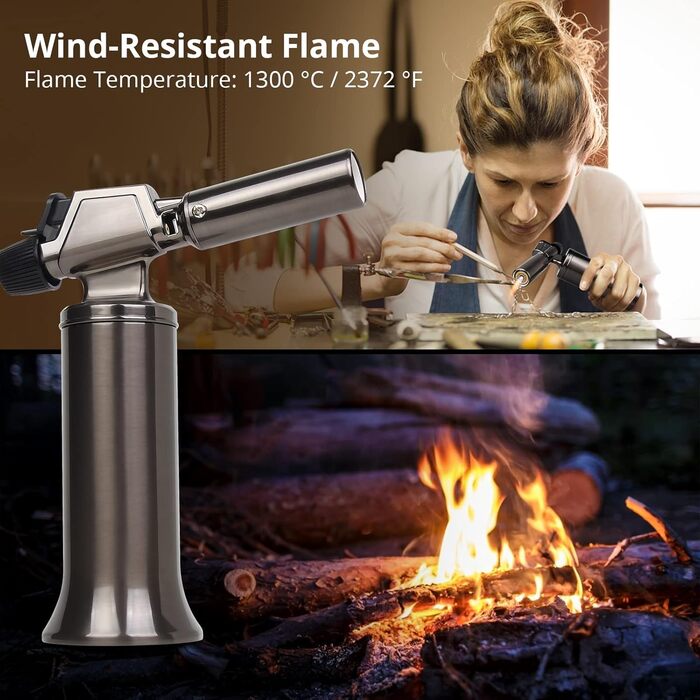 Професійний газовий пальник Sondiko SW-801 Pro для паяння та зварювання, з регулюванням полум'я та вітростійкістю (без бутану)