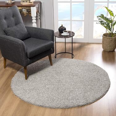 Килимок для вітальні Impression - Екологічний сертифікований килим, суцільний колір, 80x150 см (Світло-сірий, 150 см круглий)