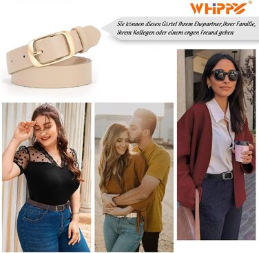 Жіночий шкіряний ремінь WHIPPY великого розміру з міцною пряжкою для джинсів, штанів та суконь